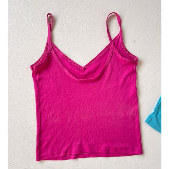 VINTAGE 80s Cami Tanks Wholesale Bundle / 2 Pcs / S/M Actual Items Teal Pink - Picture 5 of 7